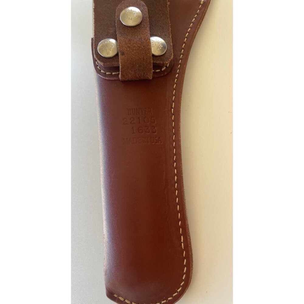 Vintage Hunter Brown Leather Holster Button 22105 1633 Revolver Made in USA